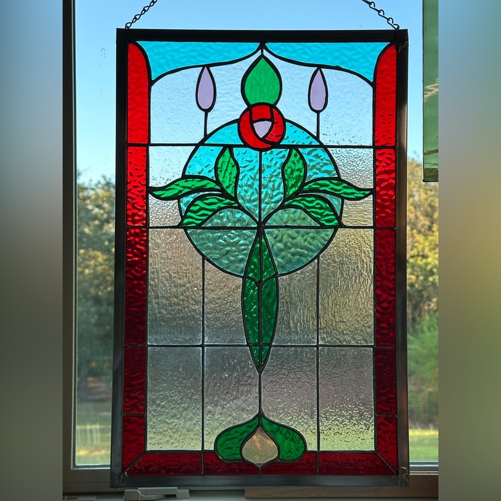 Handmade Stained Glass Panel. Art Nouveau